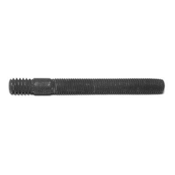 Midwest Fastener Double-End Threaded Stud, 1/4"-20Thread to1/4"-28Thread, 2 1/2 in, Steel, Zinc Plated, 5 PK 63525
